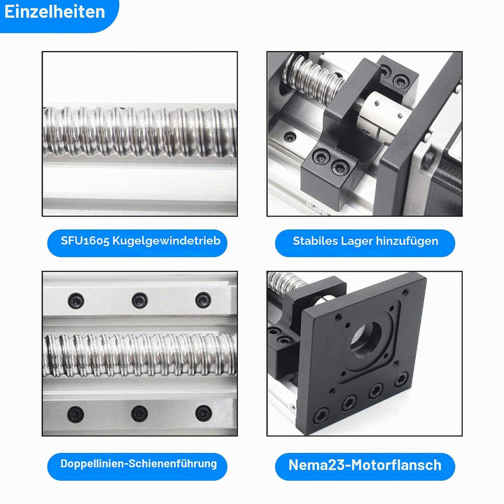 RATTMMOTOR Linearführung,CNC Doppelte Lineartisch-Aktuator 100 mm Länge Linearantrieb, Kugelumlaufsp
