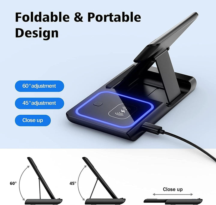 Kabelloses Ladegerät,Wireless Charger,3 in 1 Kabellose Ladestation, Schneller Kabelloser Ladeständer