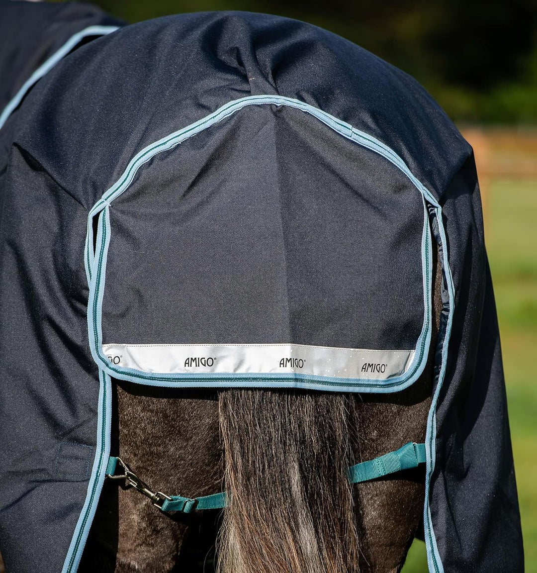 Horseware Amigo Bravo 12 Plus medium mit Halsteil Navy/Aqua Gr. wählbar (145), 145