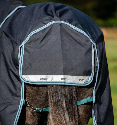 Horseware Amigo Bravo 12 Plus medium mit Halsteil Navy/Aqua Gr. wählbar (145), 145