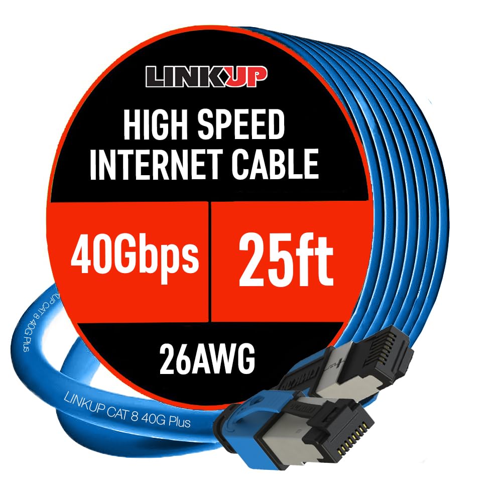 LINKUP - [40Gbps Zertifiziert] Cat8-Ethernet-Patchkabel Doppelt Geschirmt┃2000MHz (2Ghz) Cat8.1┃Zuku