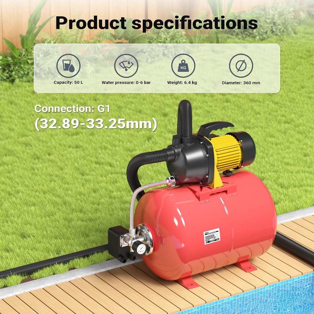 Ausdehnungsgefäss 50 L für Hauswasserwerke und Druckerhöhungsanlagen mit EPDM Membran für
