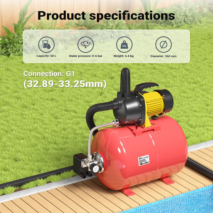 Ausdehnungsgefäss 50 L für Hauswasserwerke und Druckerhöhungsanlagen mit EPDM Membran für
