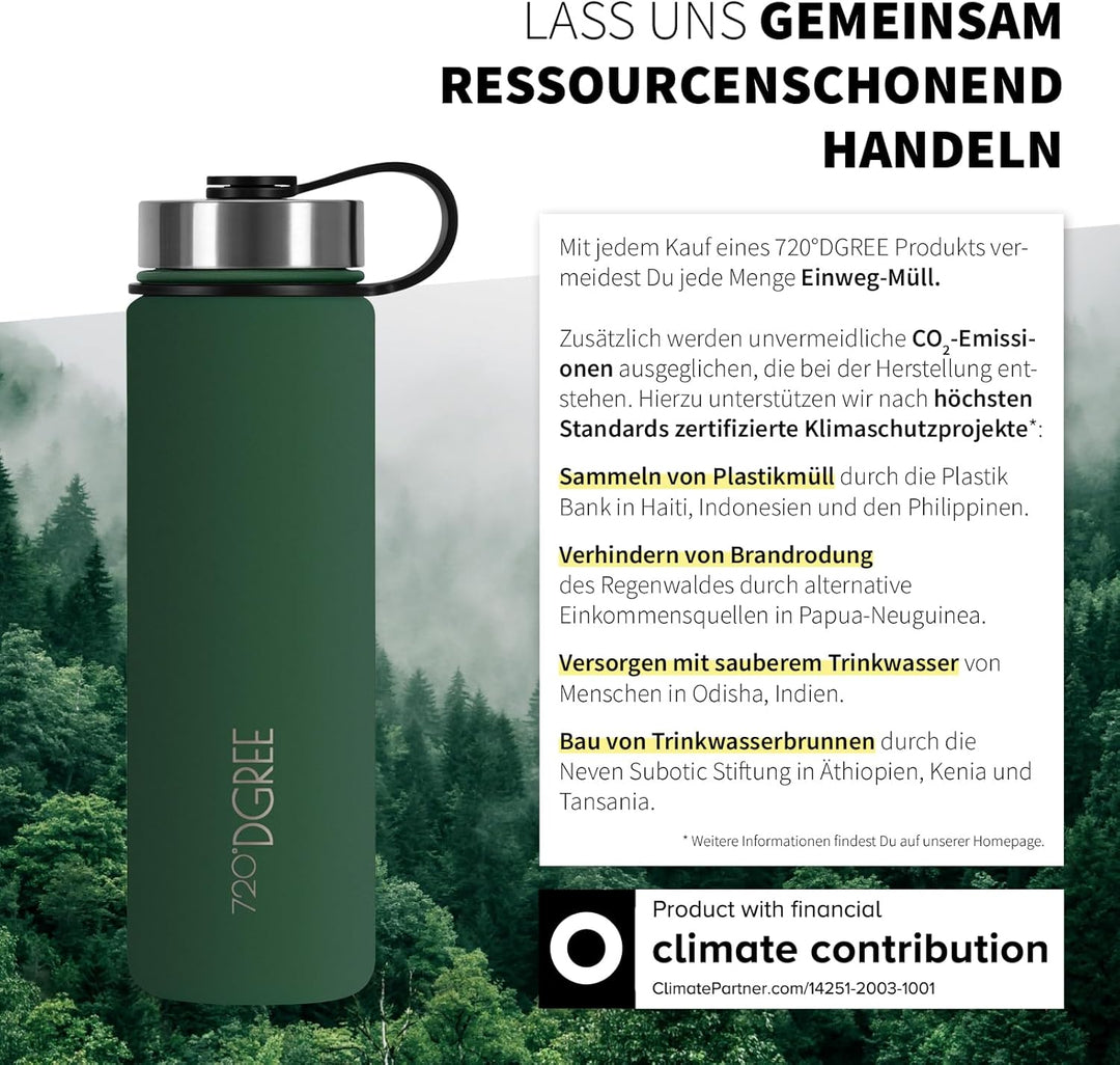 720°DGREE Edelstahl Trinkflasche “noLimit” - Auslaufsicher, Kohlensäure geeignet, BPA-Frei - Thermos