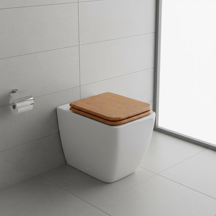 MDF-Toilettensitz, Klodeckel Holz, Premium Quadrat-Förmig Toilettendeckel Mit Soft-Close-Mechanismus
