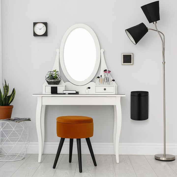 Relaxdays Kosmetikeimer Wandmontage, 3 l, Absenkautomatik, Inneneimer, Edelstahl, runder Badezimmer