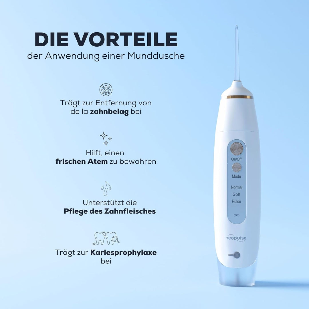 NEOPULSE MY FIRST - Kabellose Munddusche, Weiss, 165 ml, Weiss