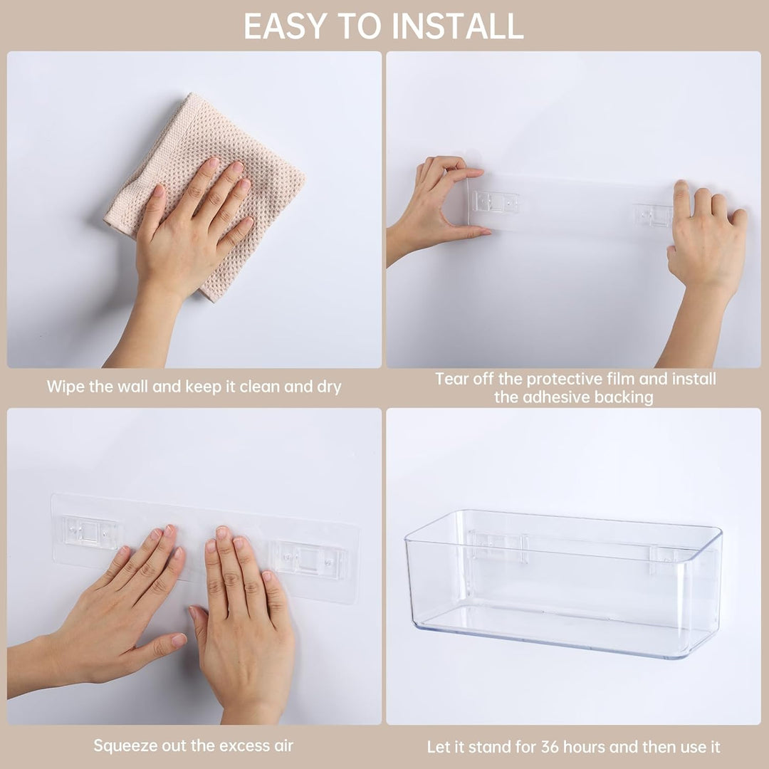 PAVSTINE Duschablage ohne Bohren Transparent, 2 Stück Duschregal Badezimmer Organizer mit Ablauföffn