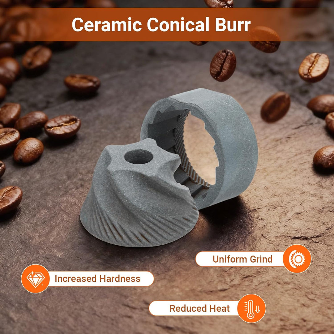 Kaffeemühle Manuell mit Keramischem Mahlwerk, 40 Präzise Einstellbare Mahlgrade für French Press, Po