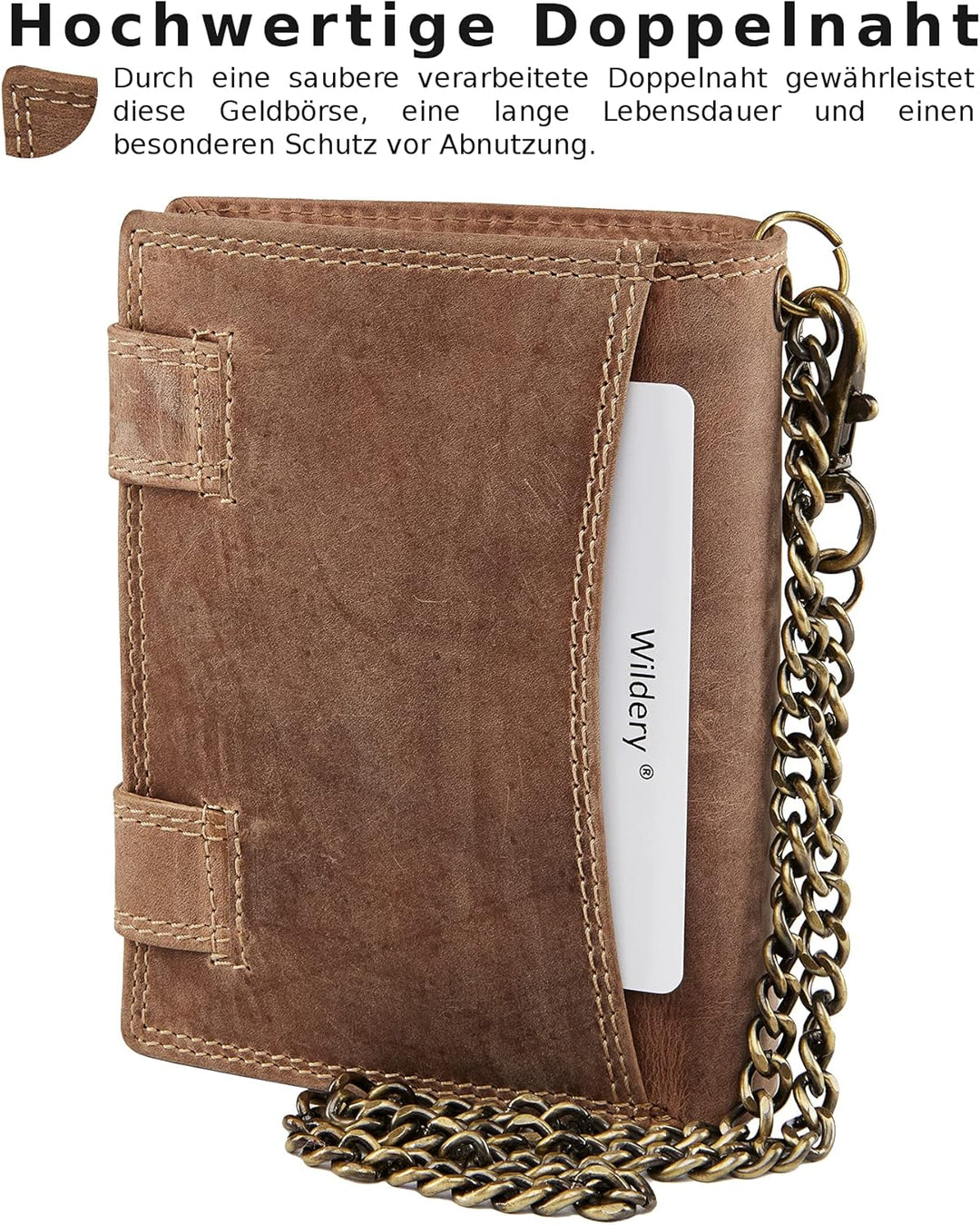 Wildery® RFID Biker Geldbörse mit Kette I Geldbeutel mit Kette Männer I Portemonnaie mit Sicherheits