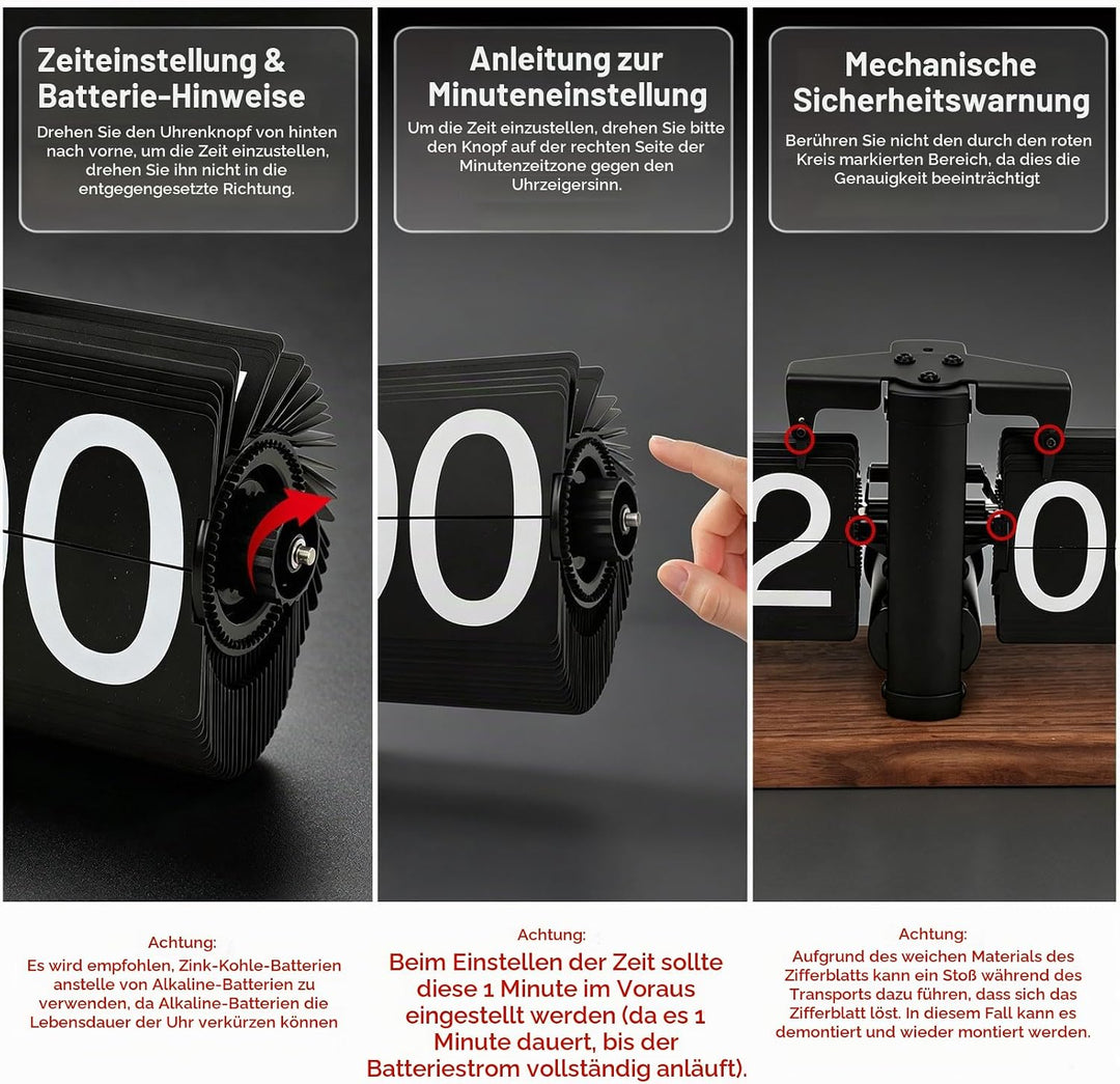 Cyrank Flip Clock Schreibtisch, Retro Digital Flip Down Clock Flip Digitaluhr Mechanische Uhr Flip C