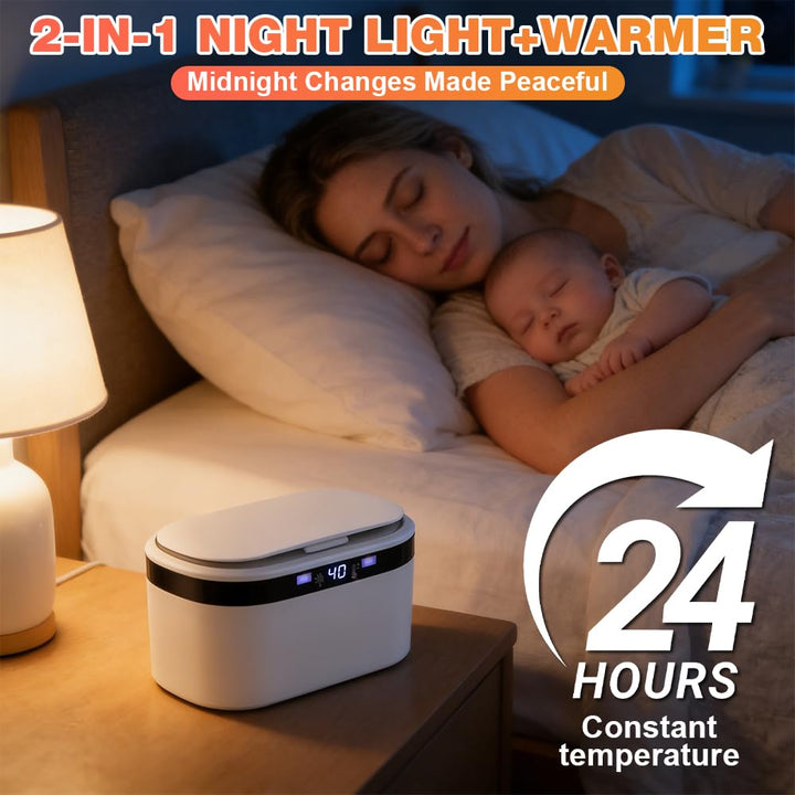 SGZIOO Feuchttuch Wärmer, Feuchttuchwärmer Baby, Feuchttücher-Heizung mit LED-Nachtlicht, 3 Heizstuf