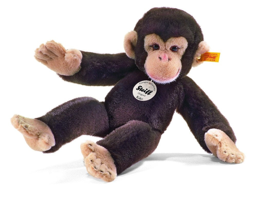 Steiff Koko Schimpanse - 35 cm - Kuscheltier für Kinder - Plüschaffe - weich & waschbar - dunkelbrau