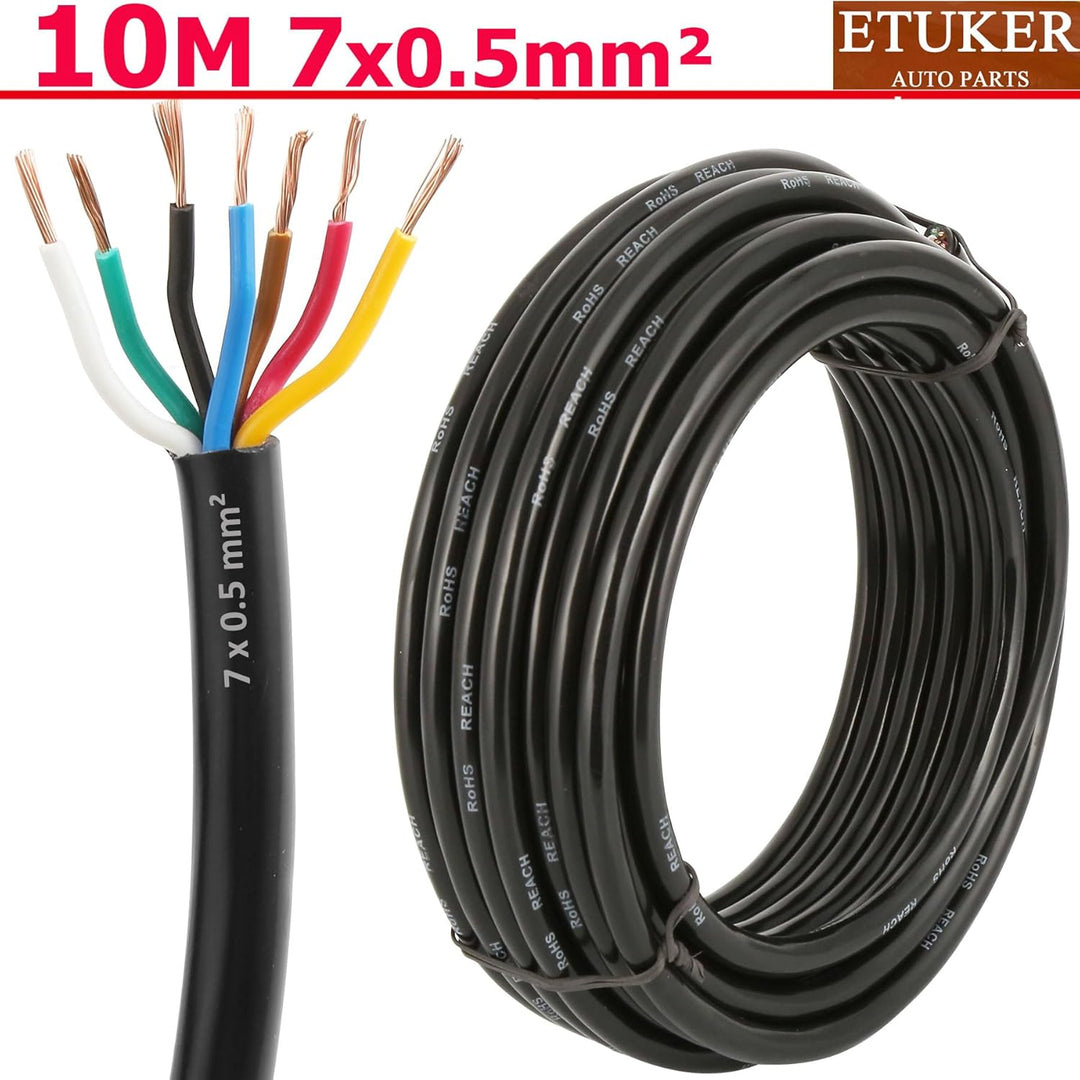 20AWG 7×0.5mm² Elektrischer Draht Kabel 7 adrig 10M Kupferkabel Fahrzeugkabel 7 polig Verlängerungsk