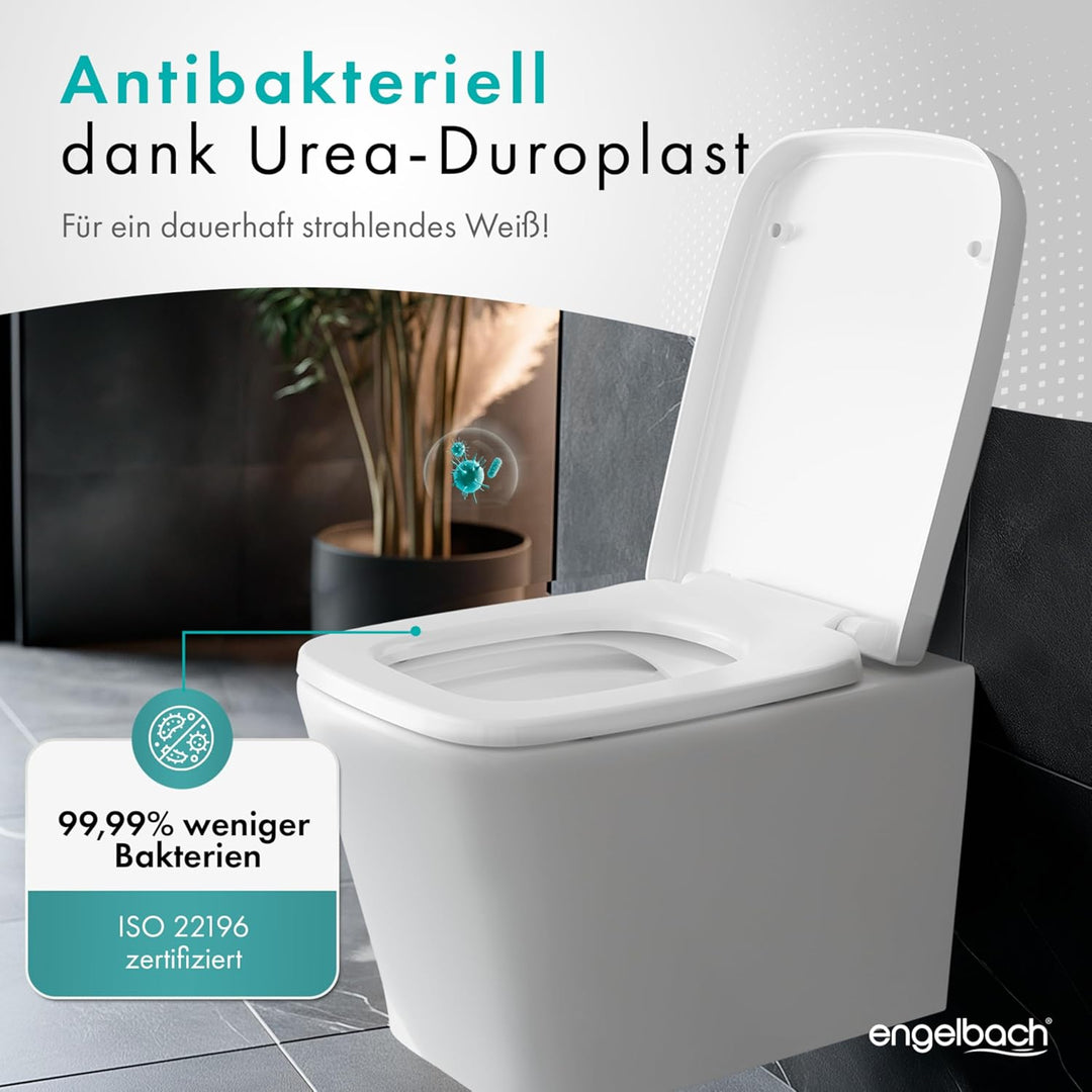 Engelbach® Toilettendeckel mit Absenkautomatik (Einfache Montage) Antibakteriell dank Urea-Duroplast