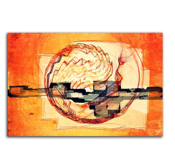 Abstrakte Bilder 100x70cm Abstrakt251 Kunstdruck auf Leinwand orange beige schwarz rot gelb fertig b