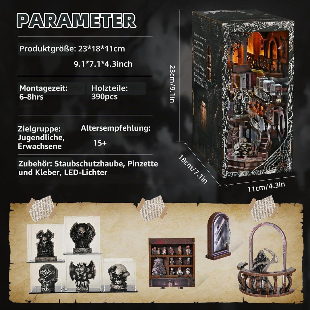 MiniCity Book Nook Kit, DIY Miniatur Puppenhaus Bücherecke Kit für Jugendliche und Erwachsene mit St