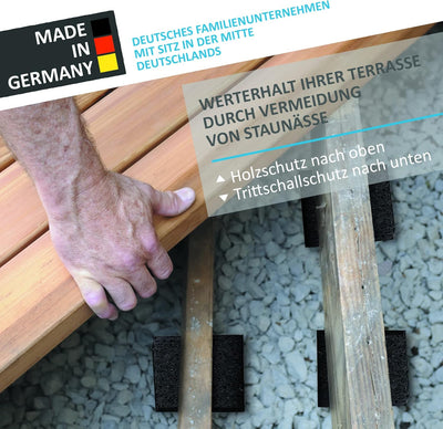 My Plast I 90 x 90 x 20 mm - 100 Stück I Terrassen-Pads – wasserbeständige Gummimatten für Terrassen