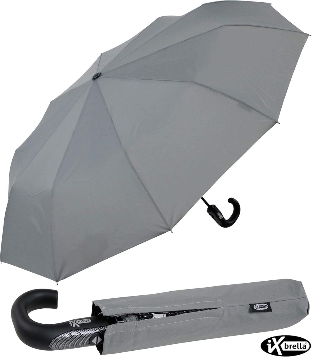 iX-brella Herren Taschenschirm Auf-Zu-Automatik Rundhakengriff Carbonoptik Grey Carbonoptik-grau, Ca