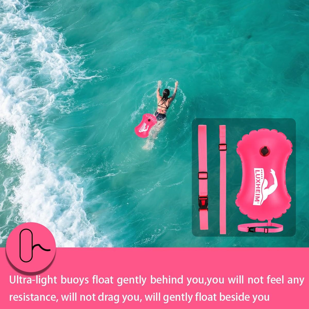 2 Pack Schwimmen Boje Schleppschwimmer für Open Water Schwimmen gut sichtbar Schwimmer Dry Bag wasse