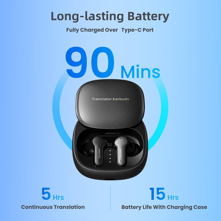 Translator Earbuds M3 Black Real Time Instant Language Translator Device Support Language Translatio