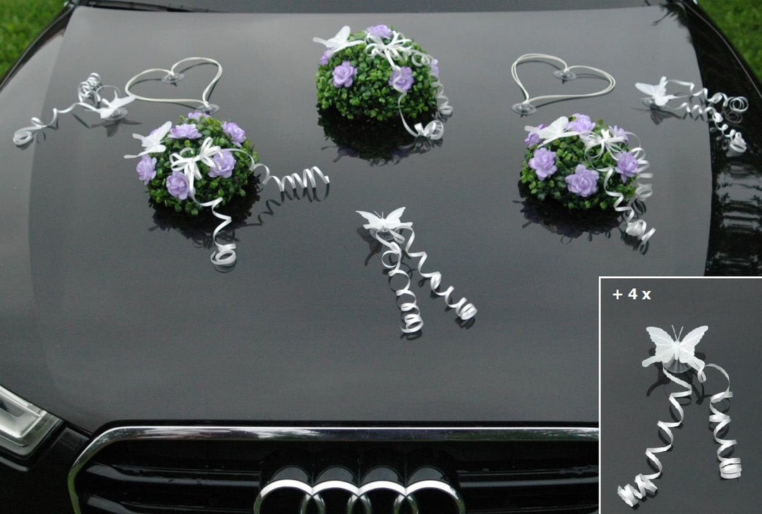 BUCHSBAUM Auto Schmuck Braut Paar Rose Deko Dekoration Autoschmuck Hochzeit Car Auto Wedding Deko Ra