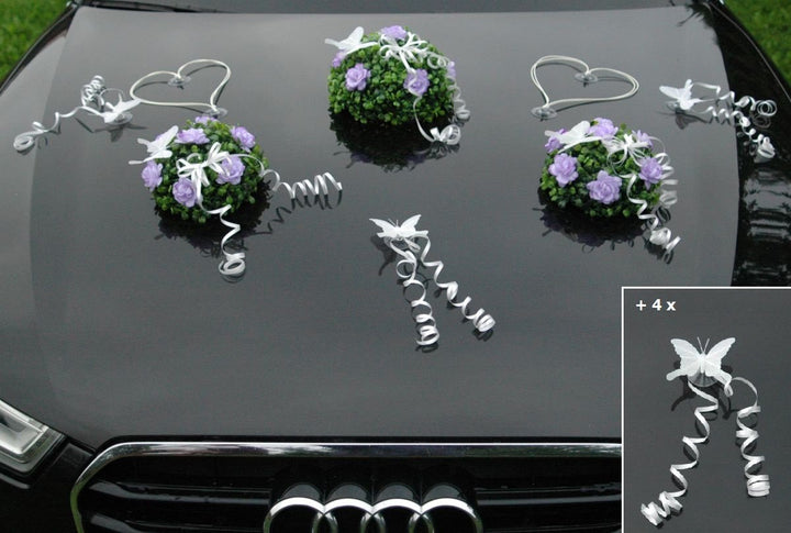 BUCHSBAUM Auto Schmuck Braut Paar Rose Deko Dekoration Autoschmuck Hochzeit Car Auto Wedding Deko Ra