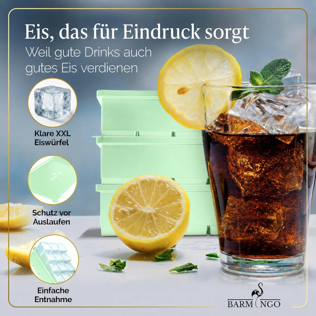 Silikon Eiswürfelform mit Deckel (3er Set) – BPA-freie Eiswürfelform gross/XXL | Grosse Eiswürfel Fo
