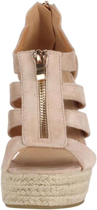 Elara Damen Sandalette Keilabsatz Plateau Chunkyrayan 36 EU Beige, 36 EU Beige