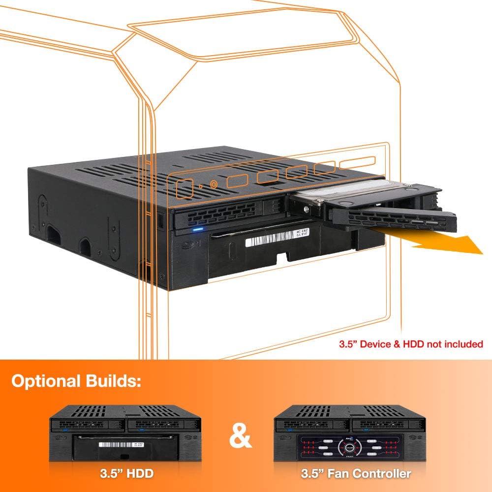 ICY DOCK 2X 2,5" SATA/SAS HDD/SSD Wechselrahmen mit schraubenlosen Trays Plus 3,5" Slot für HDD/Gerä