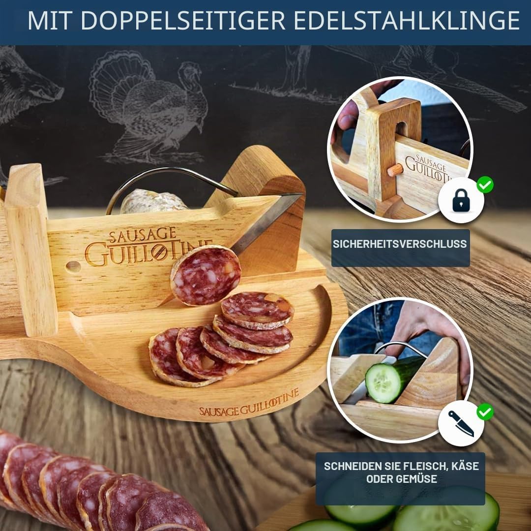 mikamax - Wurst Schneider Guillotine - Traditionelle Wurstschneidemaschine - Sausage Guillotine - 30