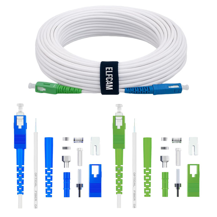 Elfcam® - 150m LWL Glasfaser-Kabel SC/APC auf SC/UPC Stecker, Simplex 9/125μm Patchkabel, Lichtwelle