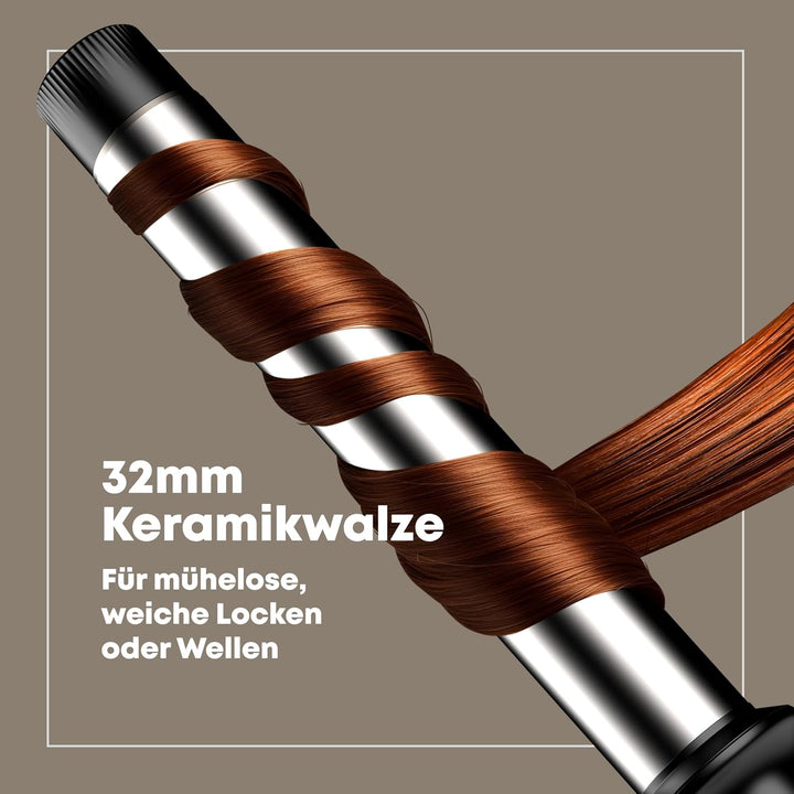 REVAMP Effortless Curls Extra Langer Lockenstab 32mm - Lockenstab lange Haare – Lockenstyler mit Arg