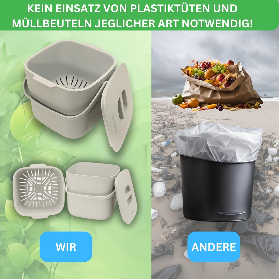 YourCasa® Biomülleimer Küche - 7L - Komposteimer für alltäglichen Biomüll Behälter - Spülmaschinenfe