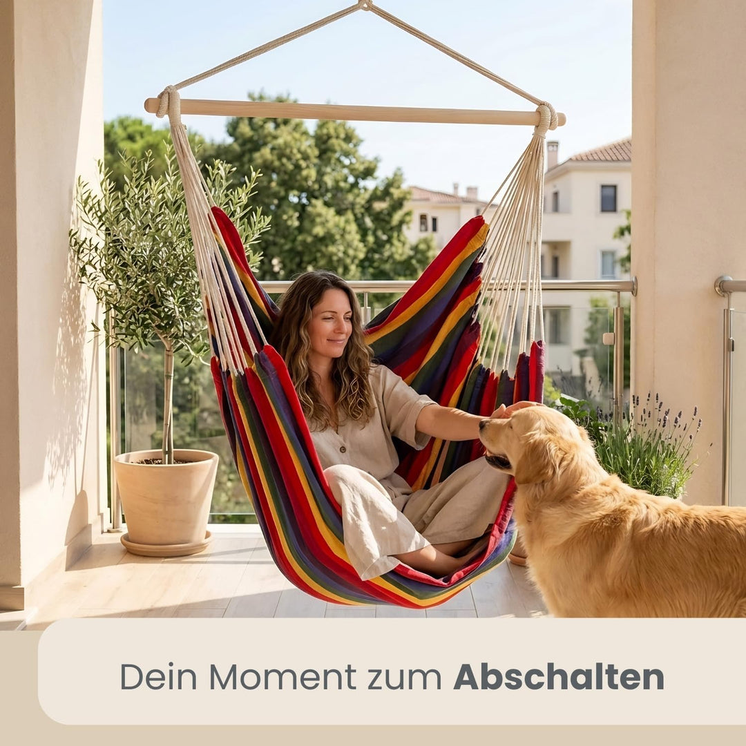 AMANKA XXL Hängesessel 185x130cm für Garten, Balkon & Terrasse - Schwebesessel Belastbar bis 150kg -