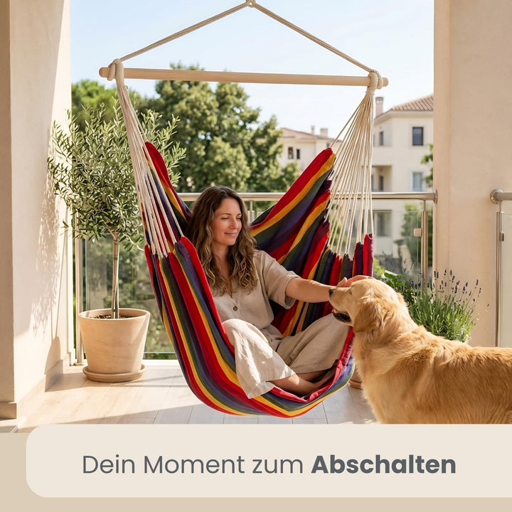 AMANKA XXL Hängesessel 185x130cm für Garten, Balkon & Terrasse - Schwebesessel Belastbar bis 150kg -