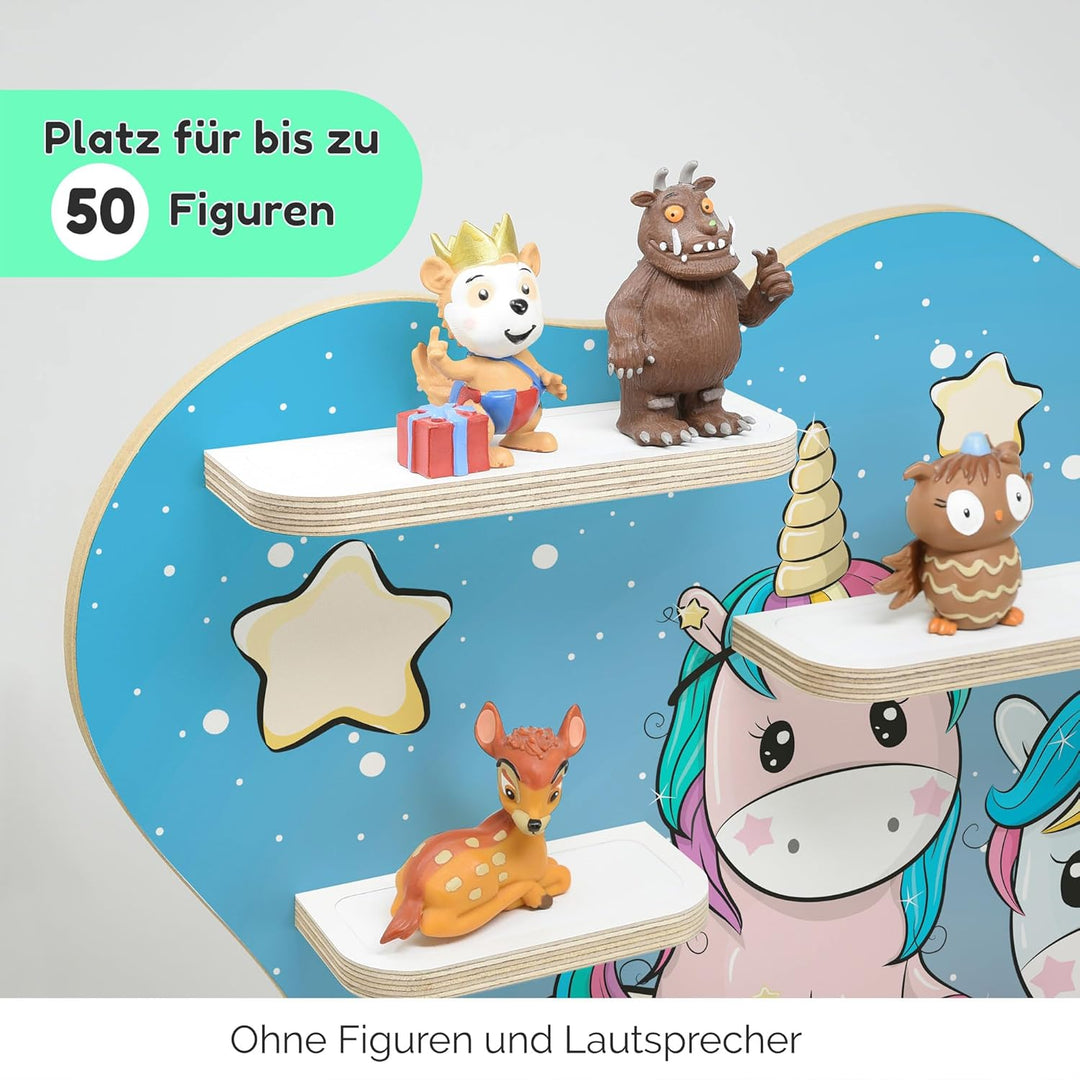 stadtecken Holzregal für Musikbox I Geeignet für die Toniebox und ca. 50 Tonies I Perfekte Tonie Auf