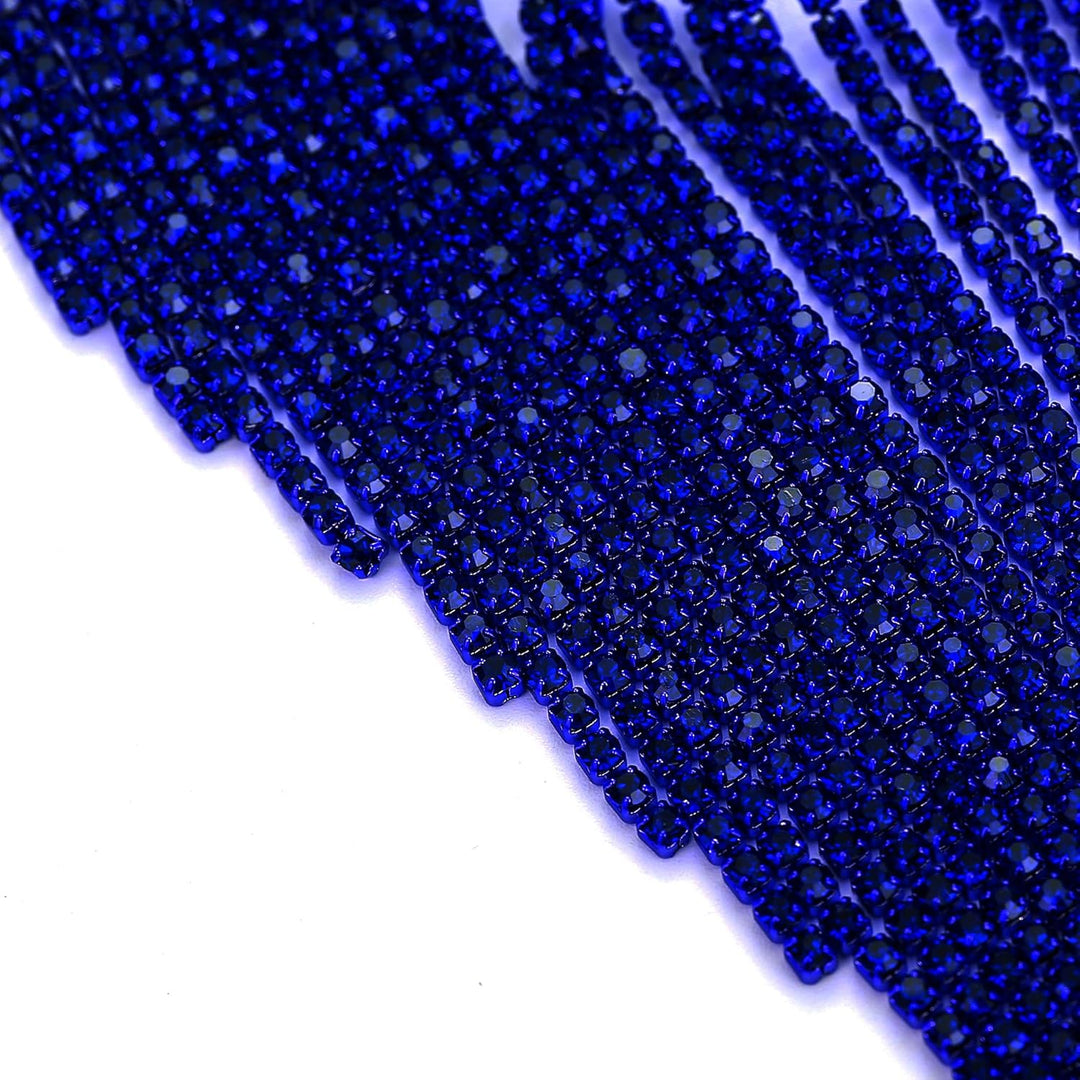 EVER FAITH Damen Kristall Lätzchen Anweisung Lange Quaste Choker Halskette Kostüm Schmuck Blau, Blau