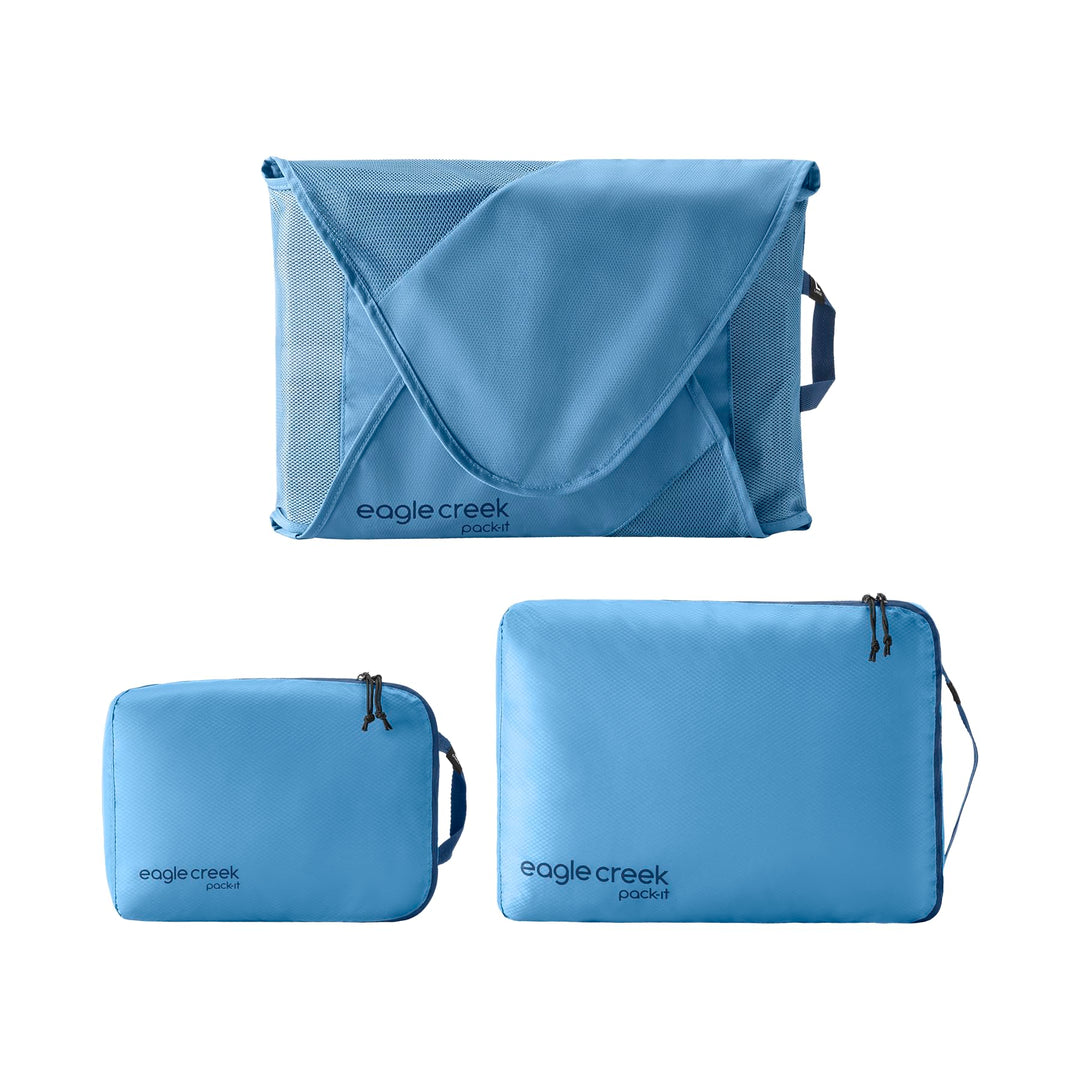 Eagle Creek Pack-It Starter Set I Garment Folder L & 2 Packwürfel S+M I Knitterfrei & Kofferorganisa
