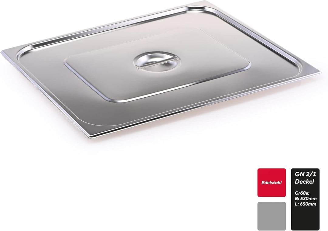 GN Behälter Gastronorm Edelstahl Deckel 2/1