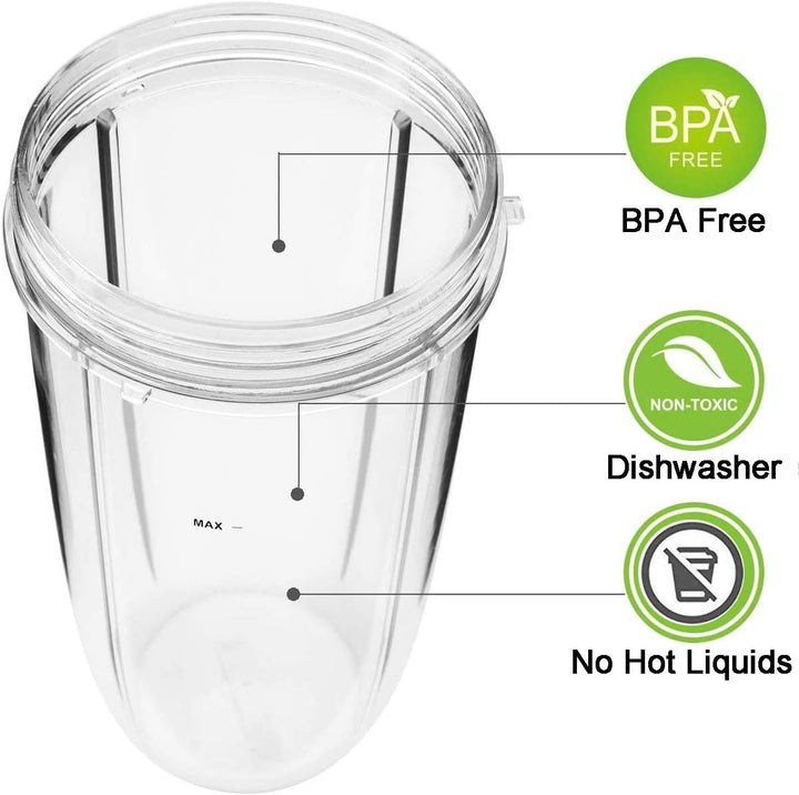 teile für NutriBullet, 2 x 0,9 l groÃŸe Tassen, 2 Klappdeckel, 2 Dichtungen und Reinigungsbürste für