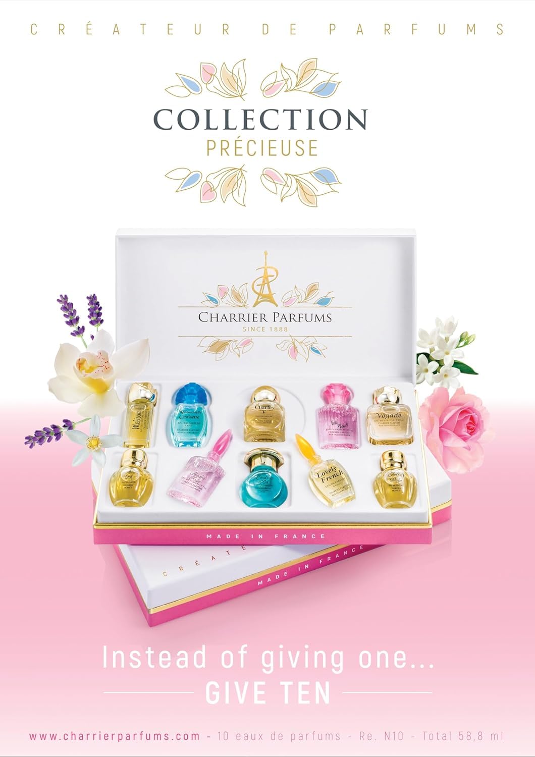 Charrier Parfums "Collection Precieuse" 10 Eaux de Parfum Miniatures Total 58.8 ml
