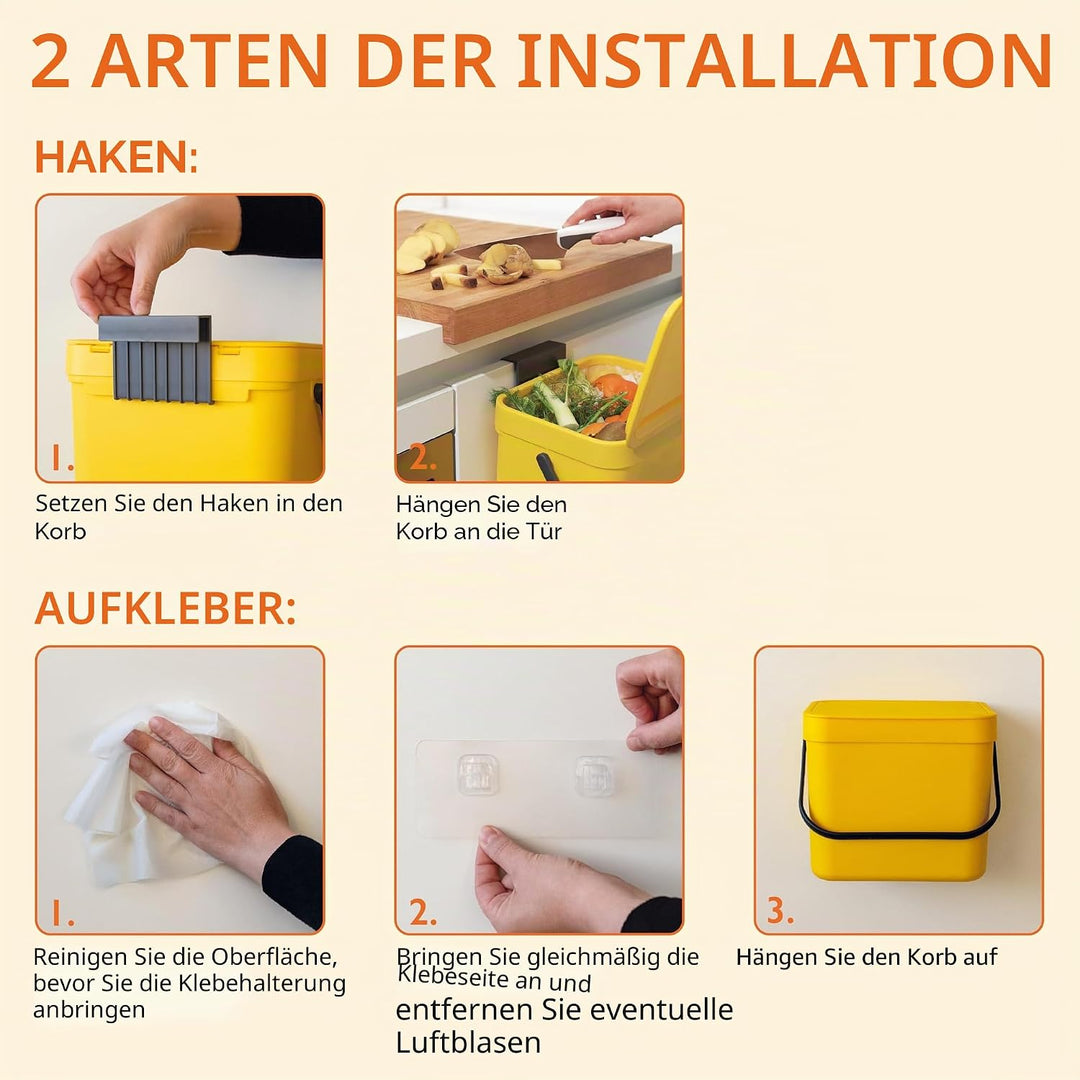 Perfetto Gino Organischer Abfalleimer, 7 l, Gelb gelb 7 lt, gelb 7 lt