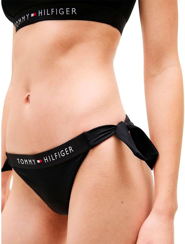 Tommy Hilfiger Damen Bikinihose Seitliche Schnürung Side Tie Cheeky Bikini Sport XS Black (Black), X