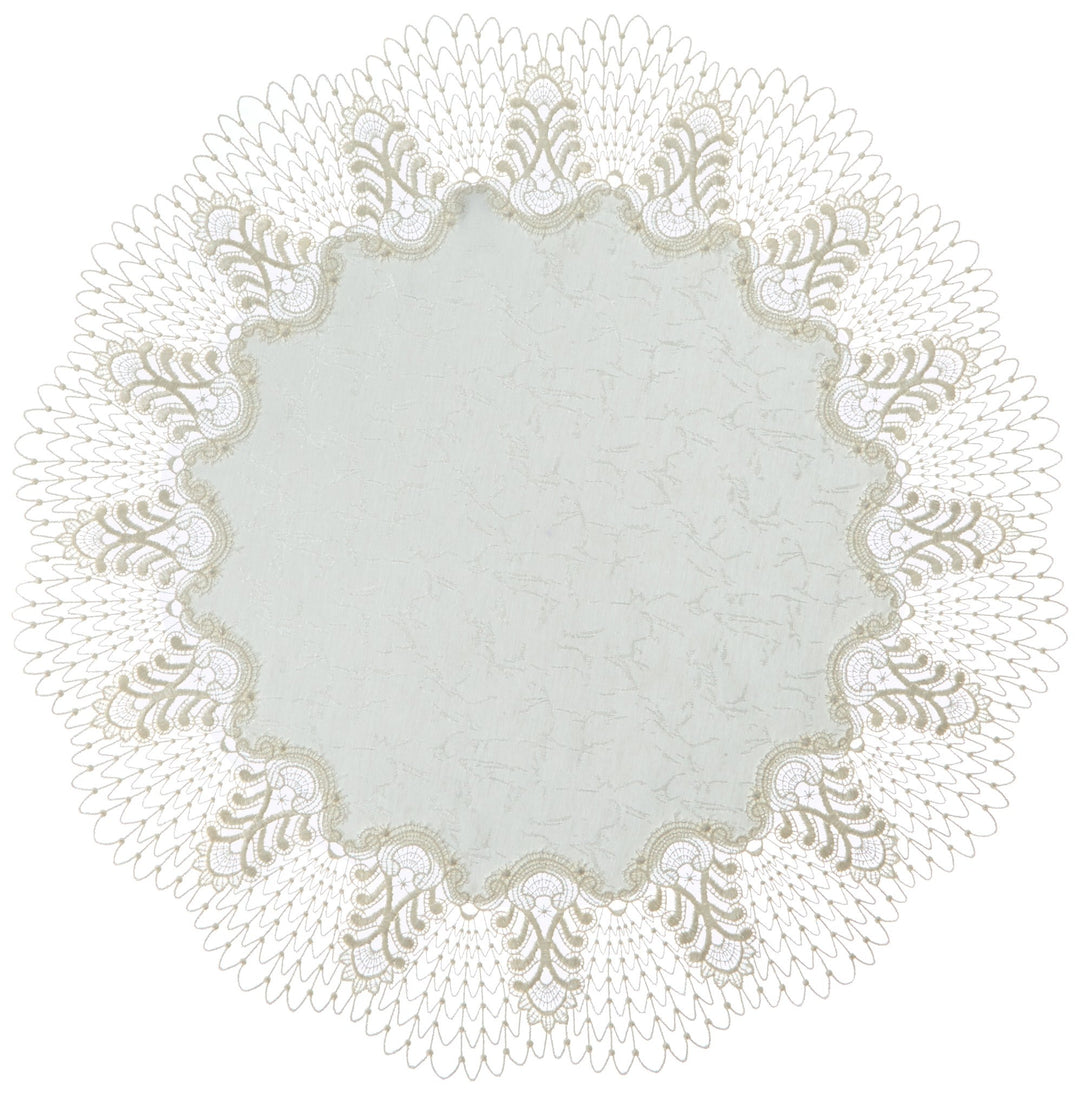 Plauener Spitze by Modespitze 4048E_14_60 Tischdecke Design Oslo, 14 cm breite, 60 cm rund, 60 cm ru