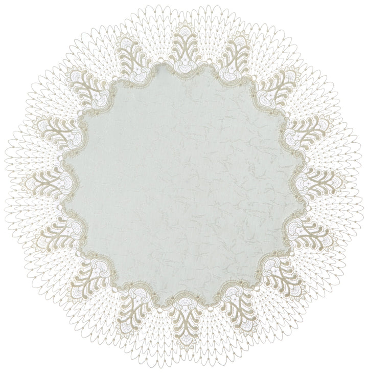 Plauener Spitze by Modespitze 4048E_14_60 Tischdecke Design Oslo, 14 cm breite, 60 cm rund, 60 cm ru