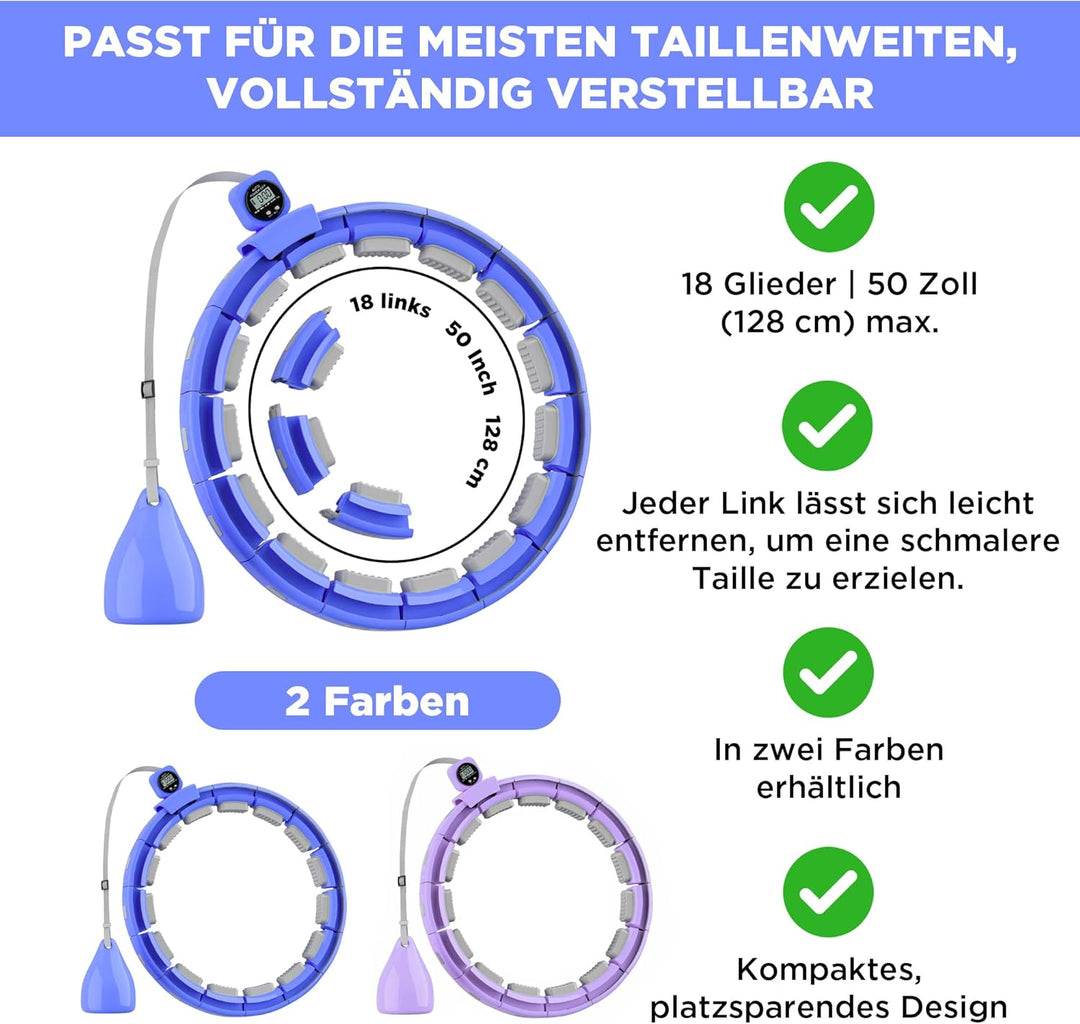 Smart Fitness Hula Hoop Reifen für die Gewichtsabnahme bei erwachsen - Ideal für Anfänger Hula Hoope