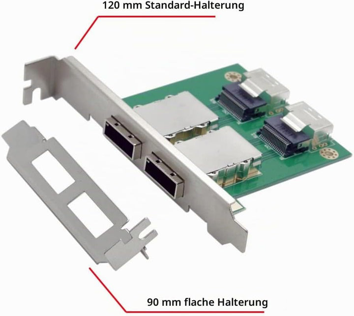 CY Mini SAS SFF-8088 auf SAS 36Pin SFF-8087 PCBA Buchse Adapter Dual Ports mit PCI-Halterung Green A