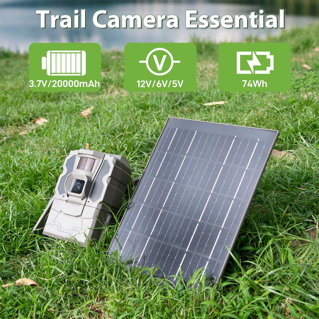 Solarpanel Eingebauter 20000mAh Akku kompatibel mit 12V/6V Wildlifekamera&Überwachungskameras mit 3M