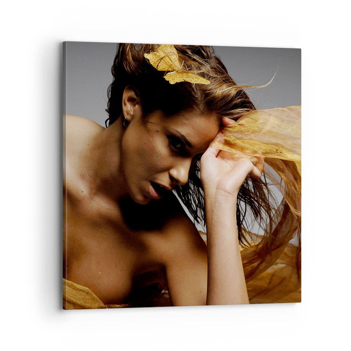 Bilder auf Leinwand 70x70cm Leinwandbild mit Rahmen Frau Pose Tanzen Gross Wanddeko Bild Schlafzimme